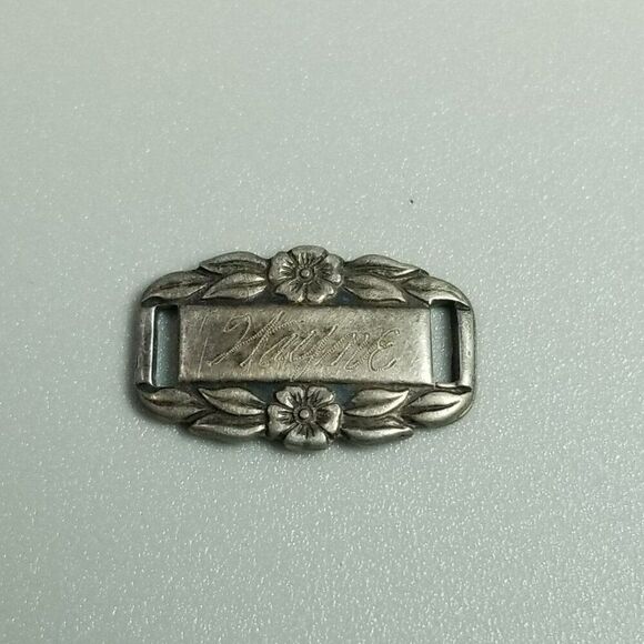 Vintage Wayne Sterling Silver Forget-Me-Not Bracelet Charm Slide Link Engraved - Picture 2 of 7